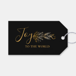 Elegant Guld Black Botanical Modern Joy-jul Presentetikett