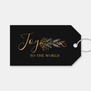 Elegant Guld Black Botanical Modern Joy-jul Presentetikett