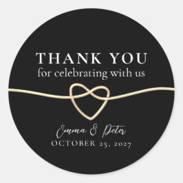 Elegant Guld Black Bröllop Tack Sticker Runt Klistermärke