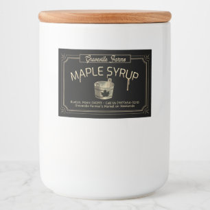 Elegant Guld & Black Bucket Maple Syrup Mat Etiketter