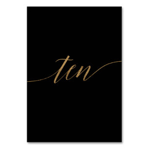 Elegant Guld Black Calligraphy Ten Bordsnummer