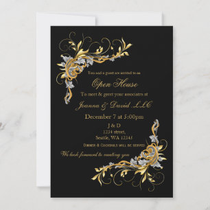 Elegant Guld Black Corporate Party-inbjudan Inbjudningar