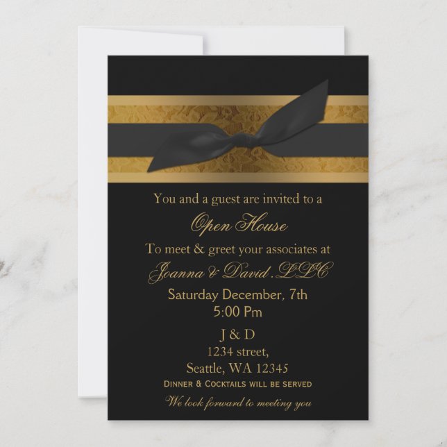 Elegant Guld Black Corporate Party-inbjudan Inbjudningar (Framsida)