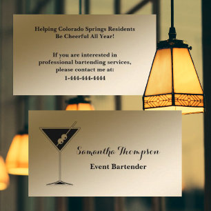 Elegant Guld Black Event Bartender-Affärskortet Visitkort