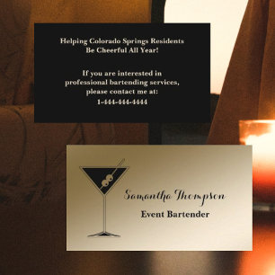 Elegant Guld Black Event Bartender-Affärskortet Visitkort