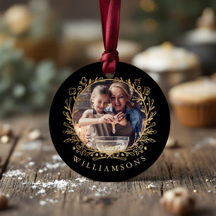 Elegant Guld & Black-familjen Baking Photo Wandan Gåvor Etiketter