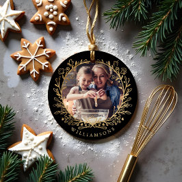 Elegant Guld & Black-familjen Baking Photo Wandan Julgransprydnad Keramik