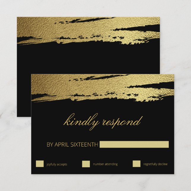Elegant Guld & Black Faux Foil Brush Stroke OSA (Fram/baksida)