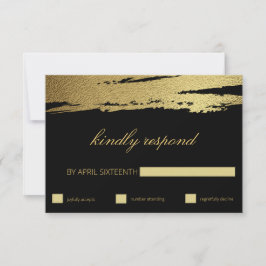 Elegant Guld & Black Faux Foil Brush Stroke OSA Kort