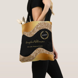 Elegant Guld Black Glam Logotyp Tygkasse