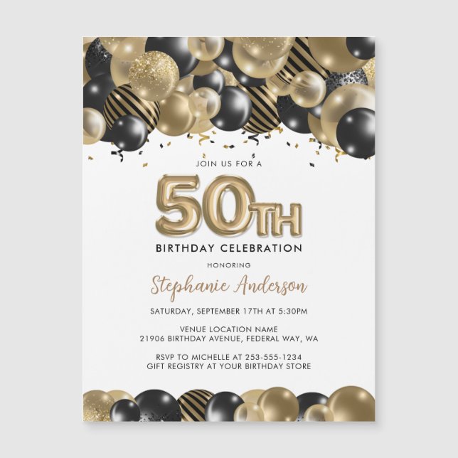 Elegant Guld Black Glitter 50:e födelsedagen (Framsida)