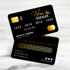 Elegant Guld Black Gnistra Hairstylist Kredit Card Visitkort