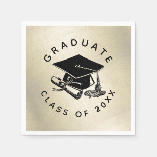 Elegant Guld Black Grad Cap Diploma Class of 2025 Pappersservett