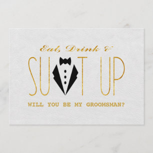 Elegant Guld & Black KOMMER ATT VARA MIN GRUOMSMAN Inbjudningar