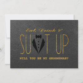 Elegant Guld & Black KOMMER ATT VARA MIN GRUOMSMAN Inbjudningar