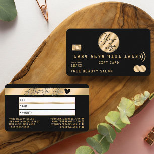 Elegant Guld Black Kredit Logotyp Gift Certificate Visitkort