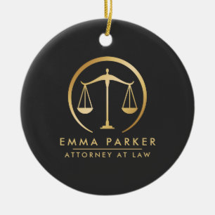 Elegant Guld & Black Lawyer Julgransprydnad Keramik