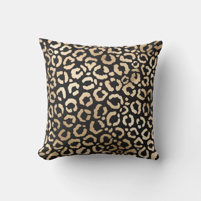 Elegant Guld Black Leopard Cheetah Animal Print Kudde (Framsida)