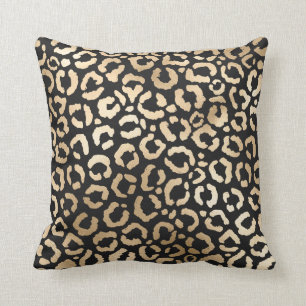 Elegant Guld Black Leopard Cheetah Animal Print Kudde