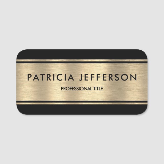 Elegant Guld & Black Luxury: Stil och Refinement Namnbricka (Framsida)