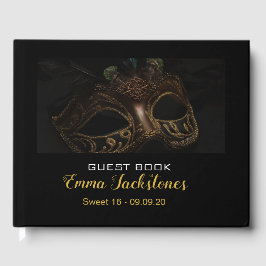 Elegant Guld & Black Mask Masquerad Sweet 16 Gästböcker