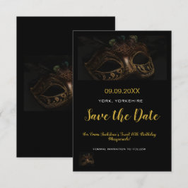 Elegant Guld Black Masqueramasken Theme Sweet 16 Spara Datumet