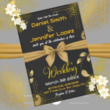 Elegant Guld & Black med vit Blommigt Bröllop