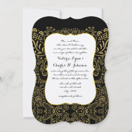 Elegant Guld Black Mehndi Möhippa Design Mönster Inbjudningar