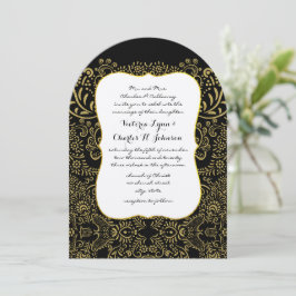 Elegant Guld Black Mehndi Möhippa Design Mönster Inbjudningar
