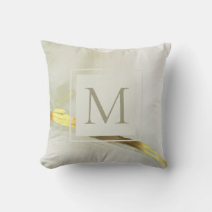 Elegant Guld Bläck Monogram Abstrakt Kudde