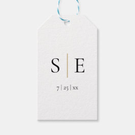 Elegant Guld Black Monogram Bröllop Presentetikett