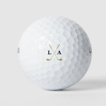 Elegant Guld Black Monogram Initial Golf Bollar