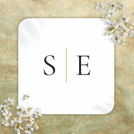 Elegant Guld Black Monogram minimalist Fyrkantigt Klistermärke