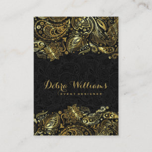 Elegant Guld & Black Paisley Bröllopsfixaren Visitkort