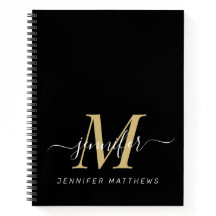 Elegant Guld Black Personlig Monogram Namn