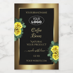 Elegant Guld Black Product Label Gul ros Logotyp Mat Etikett
