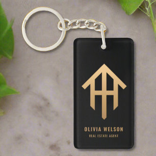 Elegant Guld & Black Realtor Real Gods Agent Nyckelring