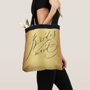 Elegant Guld Black Script Bridesmaid Tygkasse