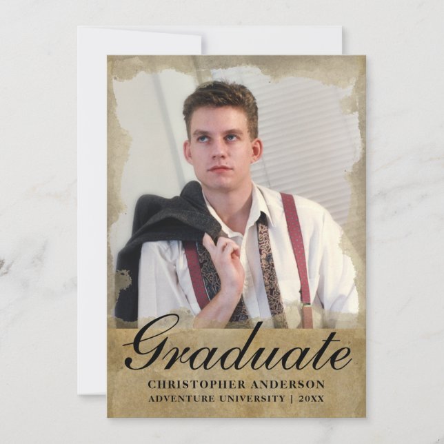 Elegant Guld Black Script Photo 2023 Studenten Meddelande (Framsida)