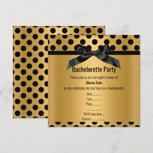 ELEGANT GULD BLACK SPOT BACHELORETTE PART INBJUDNINGAR