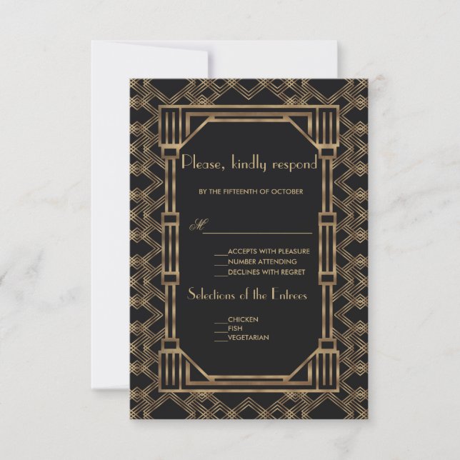 Elegant Guld Black Underbar Gatsby 1920-talet Bröl OSA Kort (Framsida)