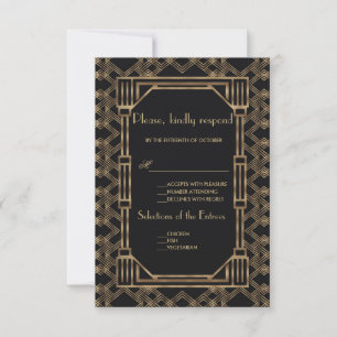 Elegant Guld Black Underbar Gatsby 1920-talet Bröl OSA Kort