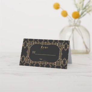 Elegant Guld Black Underbar Gatsby 1920-talet Bröl Placeringskort