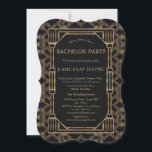 Elegant Guld Black Underbar Gatsby 20 s Bachelor P Inbjudningar<br><div class="desc">Elegant Guld Black Underbar Gatsby Bachelor Party. Charming,  Vintage-kort med en Underbar Gatsby art deco stil,  en stor Hollywood från 1920,  med faux guld-övertäckning och vackra typsnitt. Använda Anpassa verktyg för att lägga till information. För mer,  gå till min Elegant 1920-talets Underbara Gatsby Collection.</div>