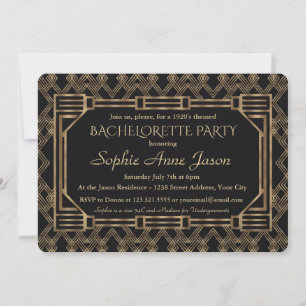 Elegant Guld Black Underbar Gatsby Bachelorette Pa Inbjudningar