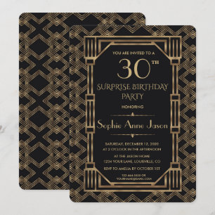 Elegant Guld Black Underbar Gatsby Födelsedagsfest Inbjudningar