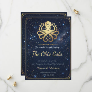 Elegant guld bläckfisk Celestial natt Inbjudan