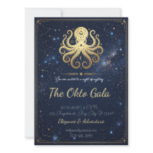 Elegant guld bläckfisk Celestial natt Inbjudan