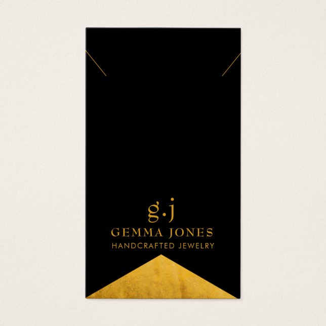 Elegant Guld BlackGold Foil Kant Jewelry Visitkort (Framsidan)