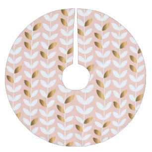 Elegant Guld Blad: Rosy Vintage. Julgransmatta Borstad Polyester